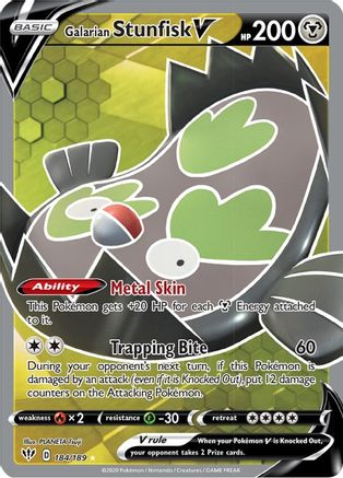 Galarian Stunfisk V (Full Art) 184/189 - SWSH03 Darkness Ablaze Holofoil