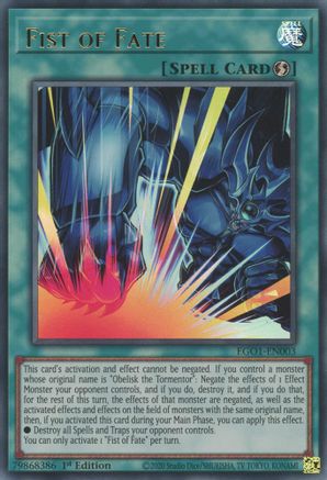 Fist of Fate (EGO1-EN003) - Egyptian God Deck: Obelisk the Tormentor 1st Edition
