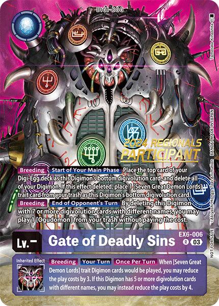 Gate of Deadly Sins [EX6-006] (2024 Regionals Participant) [Infernal A –  Black Rose Hobbies