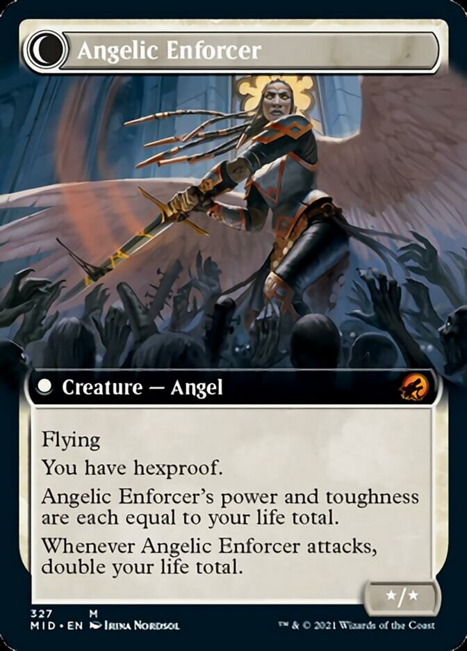 Enduring Angel // Angelic Enforcer (MID-327) - Innistrad: Midnight Hunt: (Extended Art, Double Faced Transform)