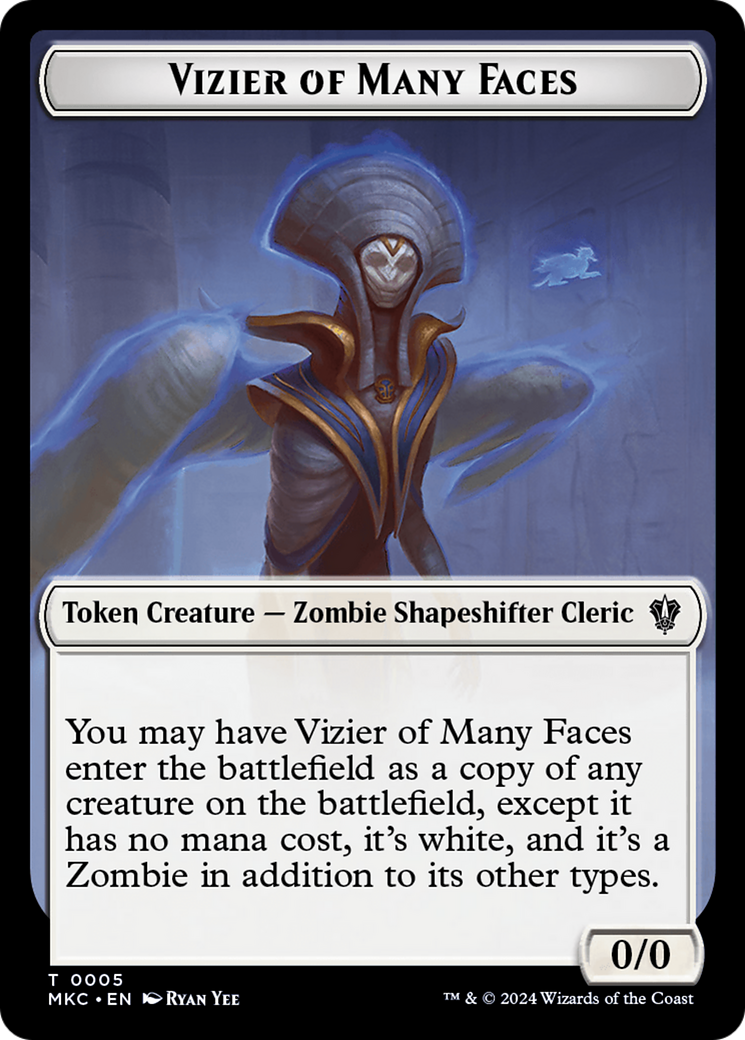 Vizir aux nombreux visages // Jeton zombie double face [Meurtres à Karlov Manor Commander Tokens] 