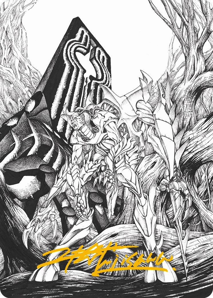 Lukka, Bound to Ruin Art Card (Signature estampillée or) [Phyrexia : All Will Be One Art Series] 