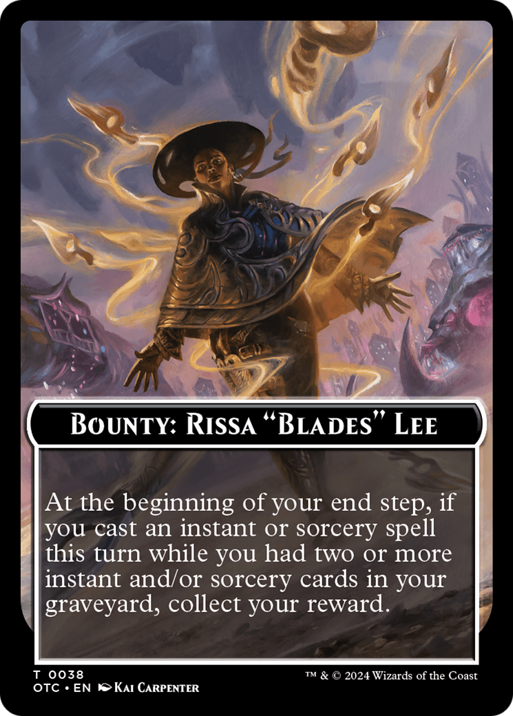 Bounty : Rissa « Blades » Lee // Jeton recto-verso des règles de prime [Jetons de commandant des hors-la-loi de Thunder Junction] 