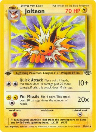 Jolteon (20) (20) 020  - 1st Edition - Rare