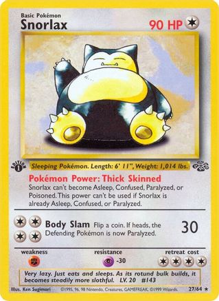 Snorlax (27) (27) 027  - 1st Edition - Rare