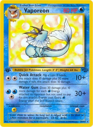 Vaporeon (28) (28) 028  - 1st Edition - Rare