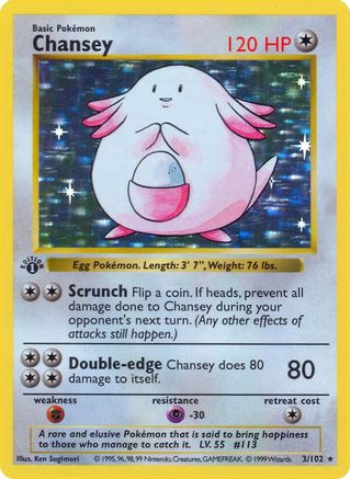 Chansey/102  - 1st Edition Holofoil - Holo Rare