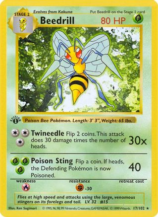 Beedrill 017/102  - 1st Edition - Rare