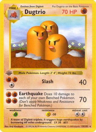Dugtrio/102  - 1st Edition - Rare