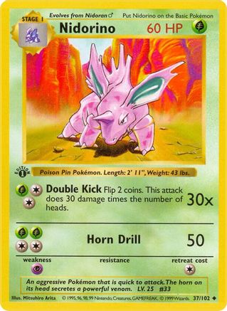Nidorino 037  - 1st Edition - Uncommon