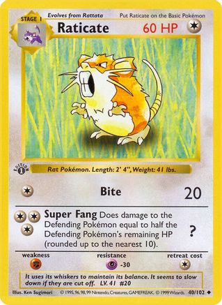 Raticate 040  - 1st Edition - Uncommon