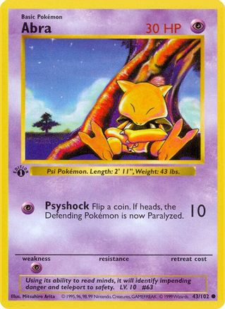 Abra (43/102) (Shadowless) [Ensemble de base 1ère édition] 