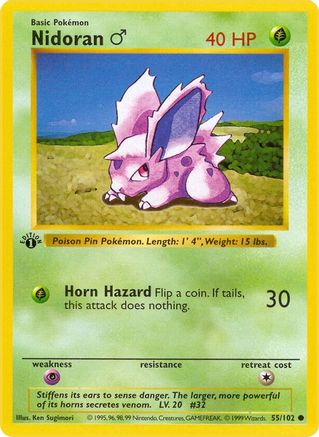 Nidoran (55/102) (Mâle) (Shadowless) [Ensemble de base 1ère édition] 