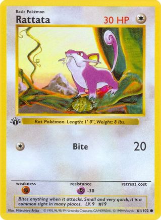 Rattata (61/102) (Shadowless) [Ensemble de base 1ère édition] 