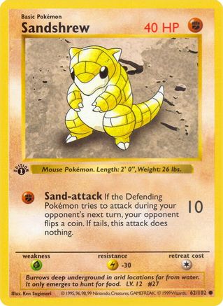 Sandshrew (62/102) [Ensemble de base Shadowless Unlimited] 