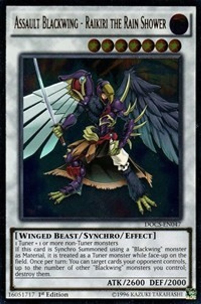 Assault Blackwing - Raikiri the Rain Shower (UTR) (DOCS-EN047) - Ultimate Rare