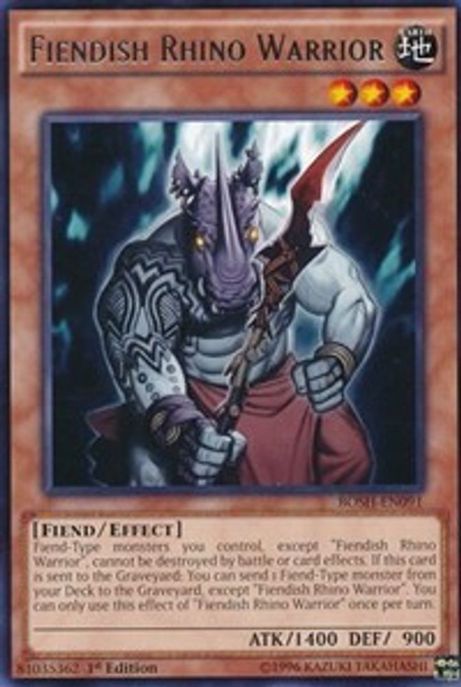 Fiendish Rhino Warrior (BOSH-EN091) - Rare