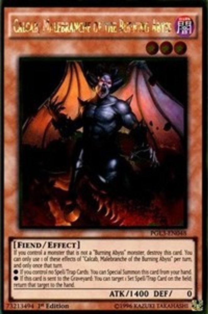 Calcab, Malebranche of the Burning Abyss (PGL3-EN048) - Gold Rare