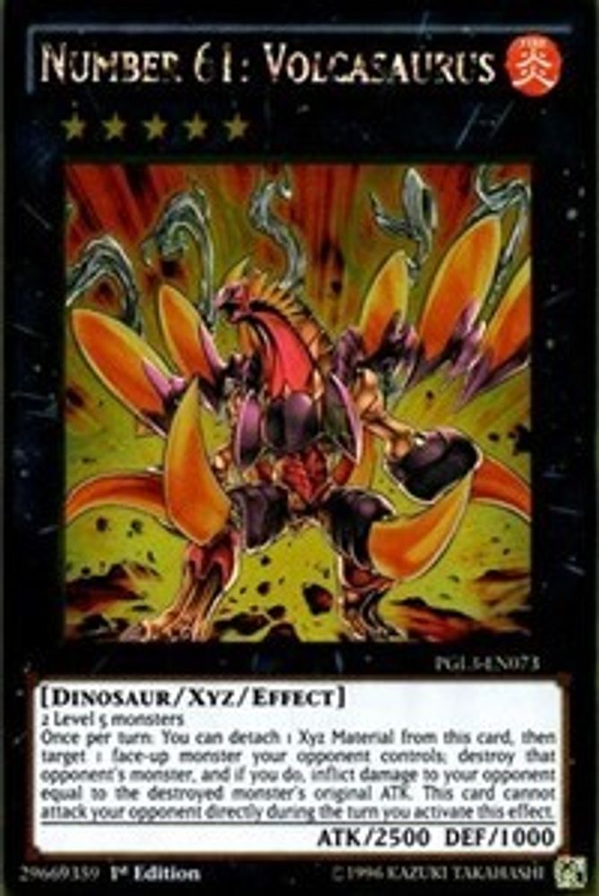Number 61: Volcasaurus (PGL3-EN073) - Gold Rare