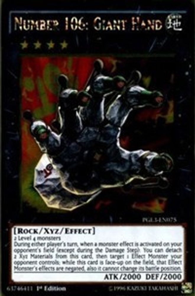 Number 106: Giant Hand (PGL3-EN075) - Gold Rare