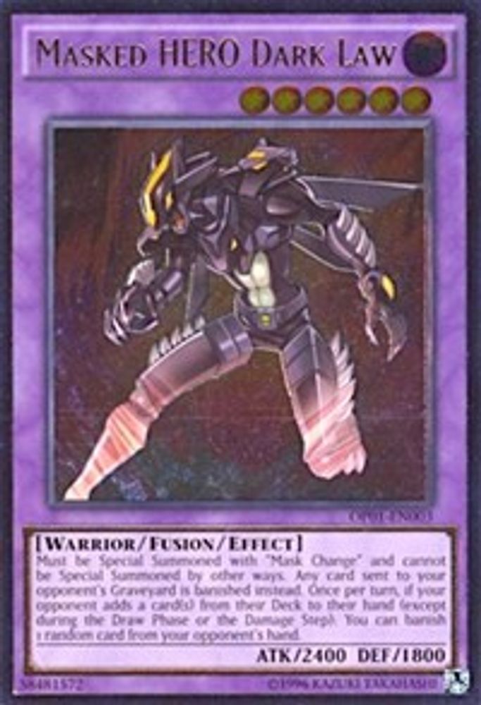 Masked HERO Dark Law (UTR) (OP01-EN003) - Ultimate Rare
