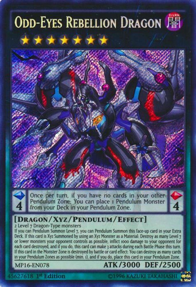 Odd-Eyes Rebellion Dragon (MP16-EN078) - Secret Rare