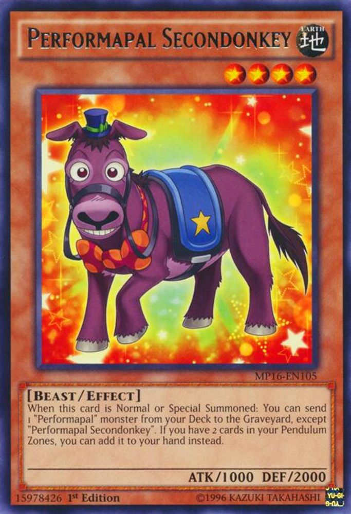 Performapal Secondonkey (MP16-EN105) - Rare