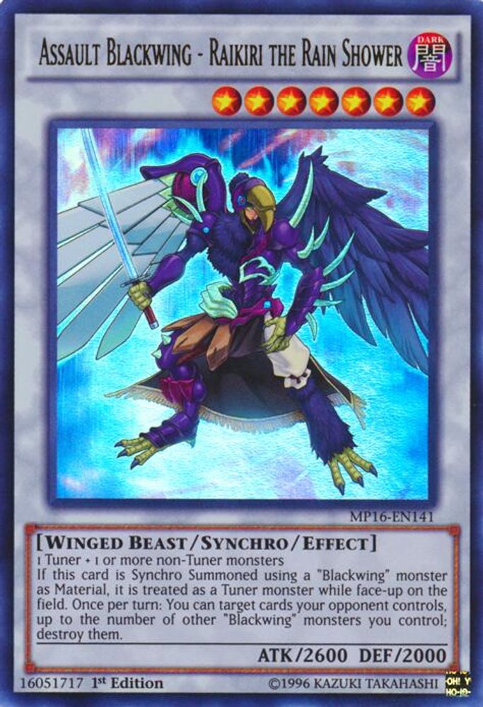 Assault Blackwing - Raikiri the Rain Shower (MP16-EN141) - Ultra Rare