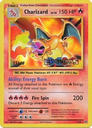 Charizard (11/108) (Avant-première du personnel d'évolutions XY) [XY : Promos Black Star] 