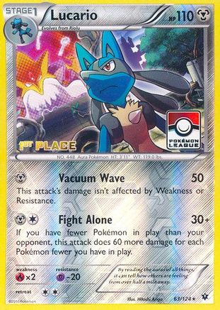 Lucario - 63/124 (Pokemon League) [1st Place]/124  - Reverse Holofoil - Promo