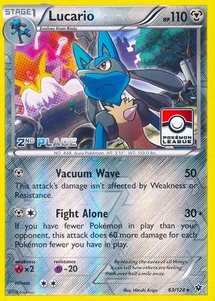 Lucario - 63/124 (Pokemon League) [2nd Place]/124  - Reverse Holofoil - Promo