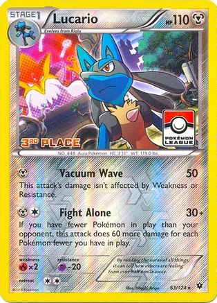 Lucario - 63/124 (Pokemon League) [3rd Place]/124  - Reverse Holofoil - Promo