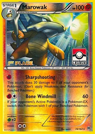Marowak - 78/162 (Pokemon League) [1st Place]/162  - Reverse Holofoil - Promo