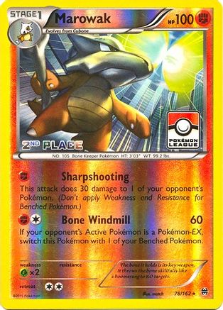 Marowak - 78/162 (Pokemon League) [2nd Place]/162  - Reverse Holofoil - Promo