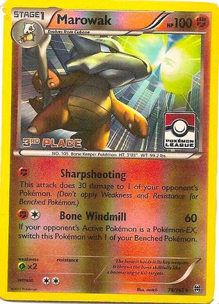 Marowak - 78/162 (Pokemon League) [3rd Place]/162  - Reverse Holofoil - Promo