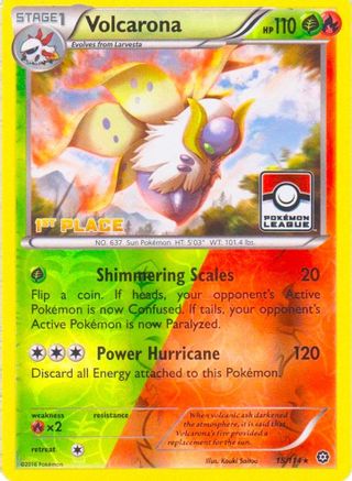 Volcarona - 15/114 (Pokemon League) [1st Place]/114  - Reverse Holofoil - Promo