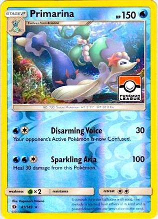 Primarina (Pokemon League) 041/149  - Reverse Holofoil - Promo