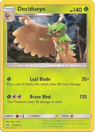 Decidueye - 011/149 (Cracked Ice Holo)/149  - Holofoil - Holo Rare