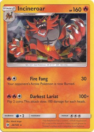 Incineroar - 026/149 (Cracked Ice Holo)/149  - Holofoil - Holo Rare