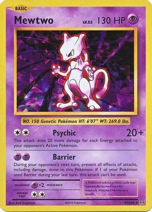 Mewtwo (Cracked Ice Holo) 051/108  - Holofoil - Holo Rare