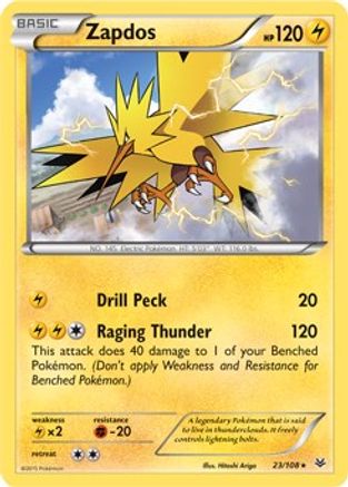 Zapdos - 23/108 (XY Roaring Skies)/108  - Holofoil - Holo Rare