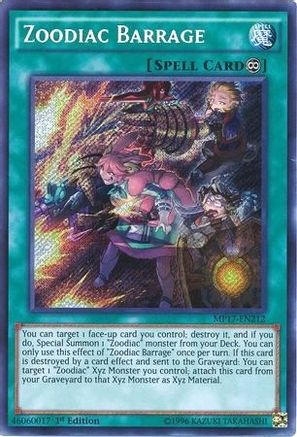 Zoodiac Barrage [MP17-EN212] Secret Rare