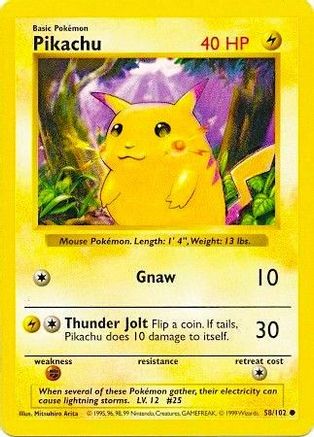 Pikachu (Red Cheeks) 058  - 1st Edition - Common