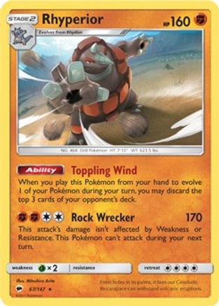 Rhyperior - 67/147 (SM Burning Shadows)/147  - Rare