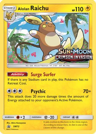 Alolan Raichu - SM72 (Prerelease)  - Holofoil - Promo