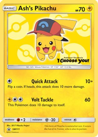 Ash's Pikachu SM111  - Promo