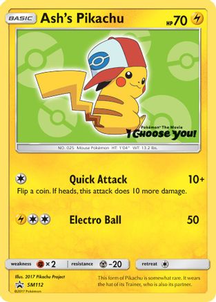 Ash's Pikachu SM112  - Promo