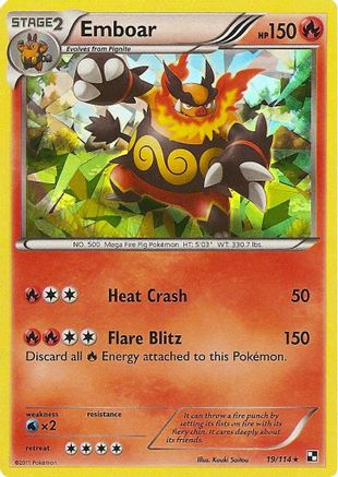 Emboar - 19/114 (Cracked Ice Holo)/114  - Holofoil - Holo Rare