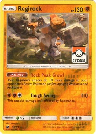 Regirock (Pokemon League) 053/111  - Reverse Holofoil - Promo