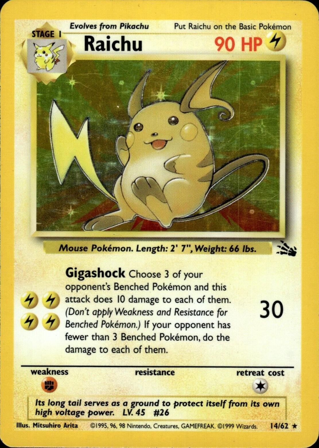 Raichu (14) 14/62 - Fossil Unlimited Holofoil